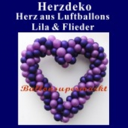 Dekoration zur Hochzeit, Herzdekoration aus Luftballons in Lila und Flieder