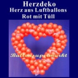 Dekoration zur Hochzeit, Herzdekoration aus Luftballons in Rot