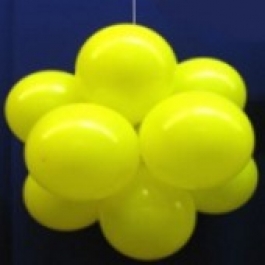 Ballonkugel mit Luftballons, Latex 30cm Ø, 75 Stück / Gelb