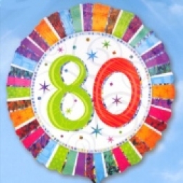 Folienballon Geburtstag 80., Birthday Prismatic (heliumgefüllt)
