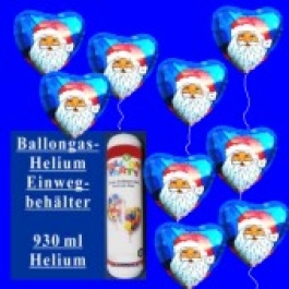 Helium-Einweg-Behälter mit 9 Weihnachtsballons Nikolaus, blau