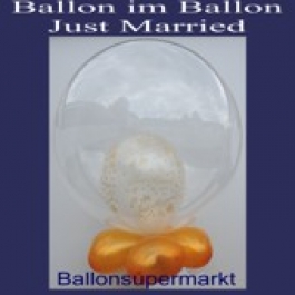 Bubble Luftballon Just Married, Gold (mit Helium)