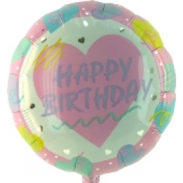 Happy Birthday Pastell, Luftballon aus Folie (ohne Helium)