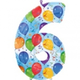 Luftballons: Folienballondeko Balloons "6" (ohne Helium)