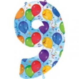 Luftballons: Folienballondeko Balloons "9" (ohne Helium)