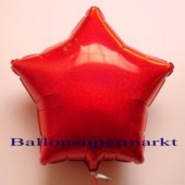 Luftballon aus Folie, Sternballon, Holografischer Glanzeffekt, Rot, ohne Helium