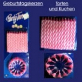 Kerzen für Torte u. Geburtstagskuchen (rosa-weiß)