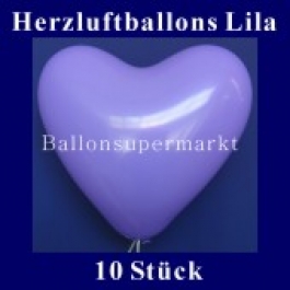 Herzluftballons Lila 10 Stück
