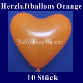 Herzluftballons Orange 10 Stück