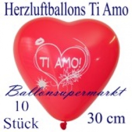 Herzluftballons Ti Amo, 30 cm, 10 Stück