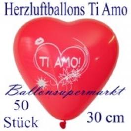 Herzluftballons Ti Amo, 30 cm, 50 Stück