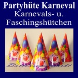 Partyhüte zu Karneval und Fasching, 6 Karnevalshütchen