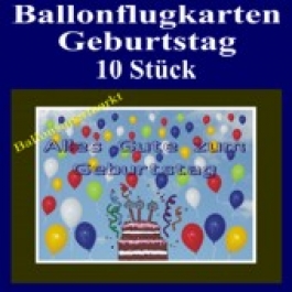 Ballonflugkarten Geburtstag, Luftballons zur Geburtstagsfeier steigen lassen, 10 Stück