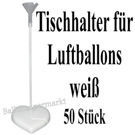 Tischhalter für Luftballons, 50 Stück, weiß