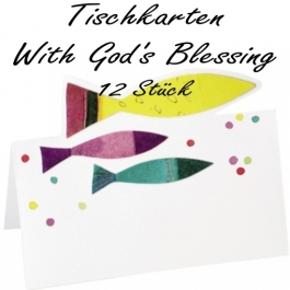 Tischkarten zu Kommunion und Konfirmation, With God´s Blessing