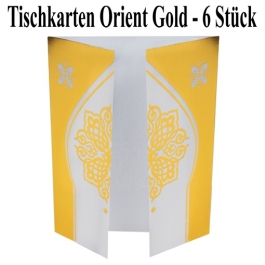 Tischkarten Orient Gold, Tischdeko-Menukarten, 6 Stück, Party 1001-Nacht