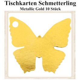 Tischkarte, Namenskarte, Metallic-Gold, Schmetterling