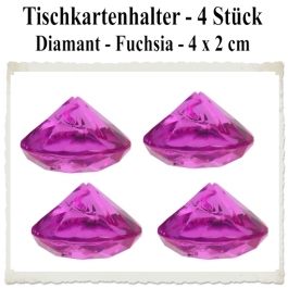 Tischkartenhalter Diamant Fuchsia, 4 Stück, 4 x 2 cm