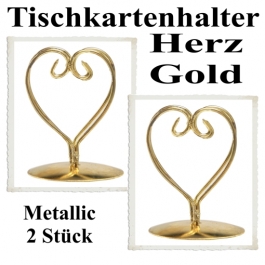 Tischkartenhalter, Gold, Metall, Herzen