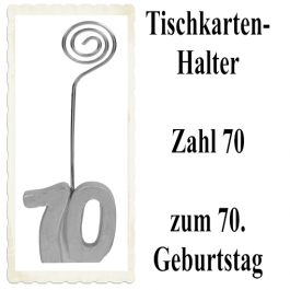 Tischkartenhalter, Namenskartenhalter, Zahl 70, zum 70. Geburtstag