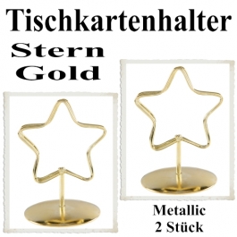 Tischkartenhalter, Gold, Metall, Sterne