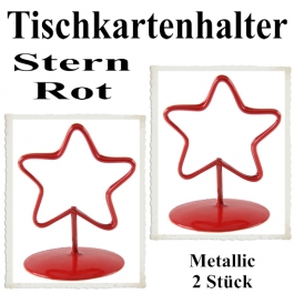 Tischkartenhalter, Rot, Metall, Sterne