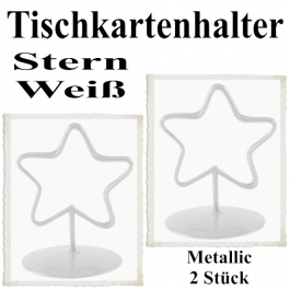 Tischkartenhalter, Weiß, Metall, Sterne