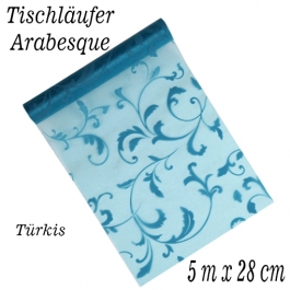 Tischläufer, Tischdecke Arabesque Türkis, 5 Meter Rolle