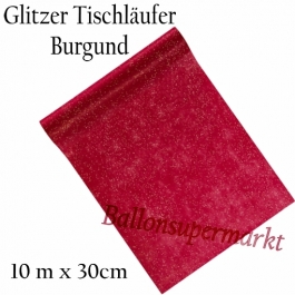 Tischläufer, Tischdecke, Glitzer, Vlies, burgund