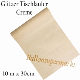 Tischläufer, Tischdecke, Glitzer, Vlies, creme