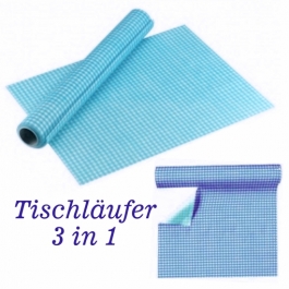 Tischläufer, Tischsets, Karomuster, blau