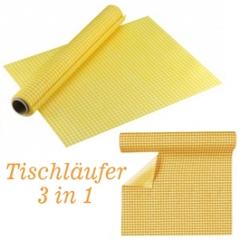 Tischläufer, Tischsets, Karomuster, gelb