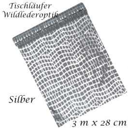 Tischläufer, Tischdecke Wildlederoptik, silber, 3 Meter Rolle