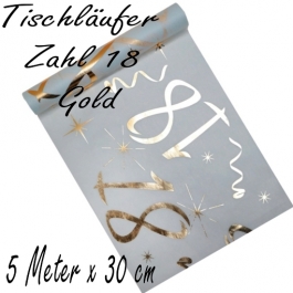 Tischläufer, Tischdecke Zahl 18, gold, 5 Meter Rolle