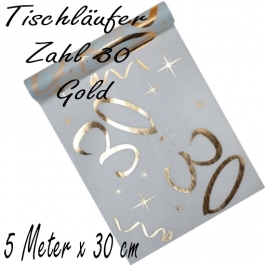 Tischläufer, Tischdecke Zahl 30, gold, 5 Meter Rolle