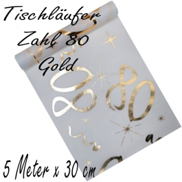 Tischläufer, Tischdecke Zahl 80, gold, 5 Meter Rolle