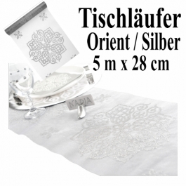 Tischläufer, Tischdecke Orient Silber, 5 Meter Rolle