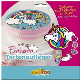 Tortendekoration Einhorn, Tortenaufleger zum Kindergeburtstag