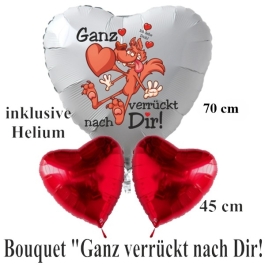 "Ganz verrückt nach Dir! Ich liebe Dich! Valentinstag Luftballon-Bouquet mit Helium