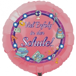 Viel Erfolg in der Schule! Rosa Luftballon mit Ballongas Helium gefüllt zur Einschulung, zum Schulanfang