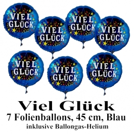 Viele Glück. 7 Luftballons aus Folie mit Ballongas-Helium