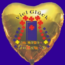 Goldener Herz-Luftballon mit Helium Ballongas: Viel Glück im neuen Zuhause
