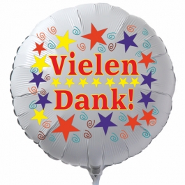 Vielen Dank! Weißer, runder Luftballon aus Folie mit Helium Ballongas
