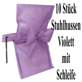 Stuhlhussen, Violett, mit Schleife, 10 Stück