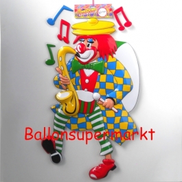 Clown mit Saxophon, Wanddekoration zu Karneval und Fasching