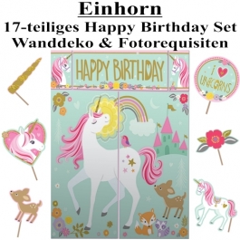 Einhorn Deko-Set zum Kindergeburtstag, Fotobox