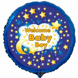 Luftballon aus Folie mit Ballongas-Helium, Welcome Baby Boy zur Geburt