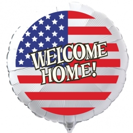 Welcome Home USA Luftballon aus Folie, 45 cm Rundballon mit Helium-Ballongas