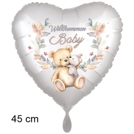 Willkommen Baby. Herzluftballon zu Geburt und Babyparty