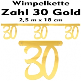 Wimpelkette zum 20. Geburtstag in Gold